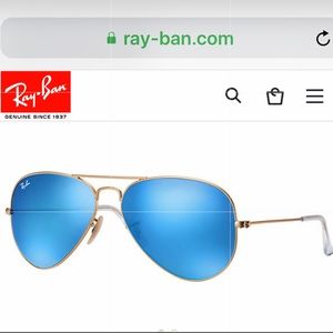 Ray-Ban Aviator Flash Lenses In Blue Flash w Gold